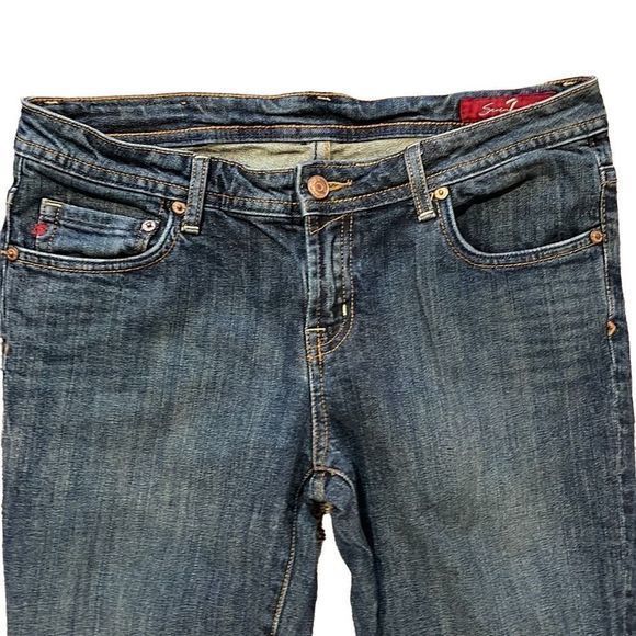 Seven7 Y2K Classic Distressed Low Rise Boot Cut Denim Jeans — SZ 32,‎ Runs SZ 8 - Picture 3 of 12